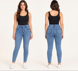 Pantalón vaquero cintura elástica sin botón Push Up