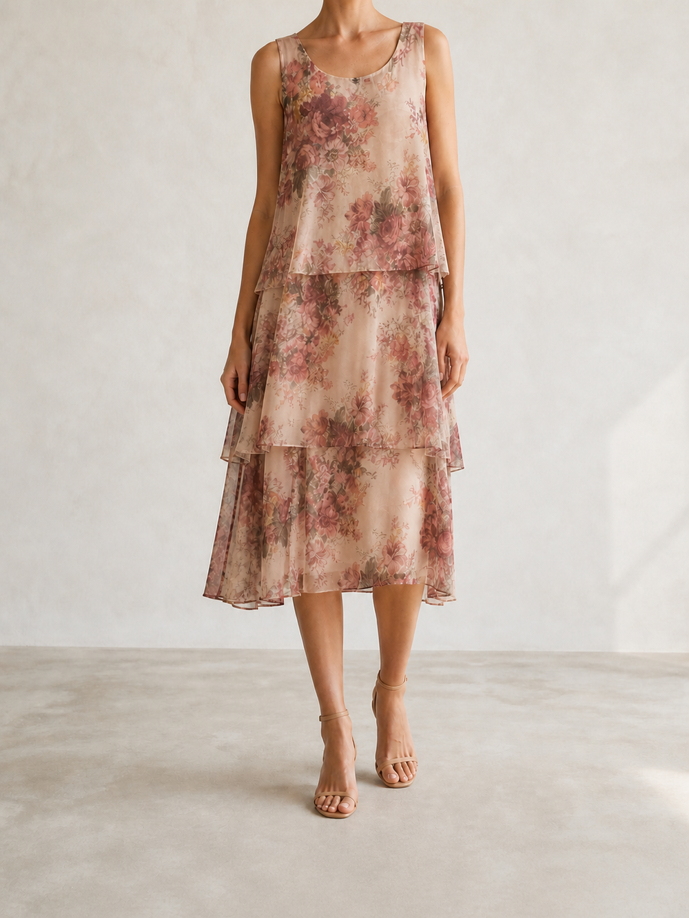 Vestido floral rosa en capas — Koketa